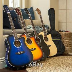 BCP 41in Full Size Acoustic Electric Cutaway Guitar Set with Capo, E-Tuner, Bag