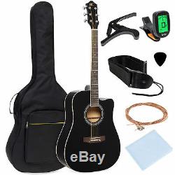 BCP 41in Full Size Beginner Acoustic Cutaway Guitar Set with Case, Capo, Tuner