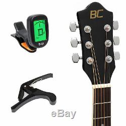 BCP 41in Full Size Beginner Acoustic Cutaway Guitar Set with Case, Capo, Tuner