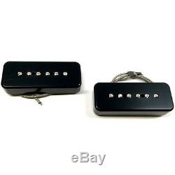 Bare Knuckle P90 Soapbar Braided 2 Bridge Neck Guitar Pickup Set Black Covers