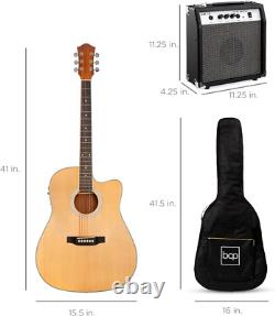 Beginner Acoustic Electric Guitar Starter Set With 41In, All Wood Cutaway Design