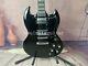 Black Sg 6 String Electric Guitar Cross Pearl Set With Mahogany Body In Stock