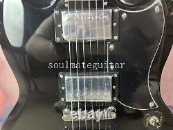 Black SG 6 string electric guitar Cross pearl set with mahogany body in stock