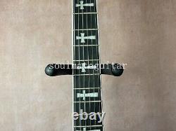 Black SG 6 string electric guitar Cross pearl set with mahogany body in stock