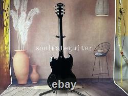 Black SG 6 string electric guitar Cross pearl set with mahogany body in stock