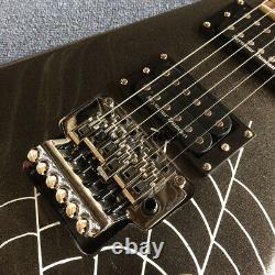 Black Special Shape Electric Guitar Spider Web Pattern H-H Pickups FR Bridge 24F