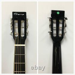 Caraya Parlor Guitar Ebony Parlor-590 with EQ + Free Gig Bag, Extra String Set