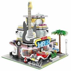 City Creator MOC Expert Sets The Guitar Shop with LED Model Building Blocks Toys