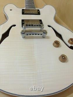 Complete No-Solder E-272MA-DIY Semi-Hollow Body Electric Guitar DIY Kit, Set Neck