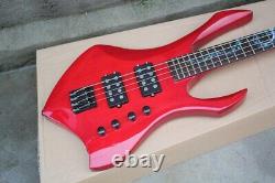 Custom 4 Strings Red Set-in Electric Bass with Rosewood Fretboard Abalone Inlay