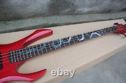 Custom 4 Strings Red Set-in Electric Bass with Rosewood Fretboard Abalone Inlay