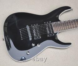 Custom 7 Strings Black Set In Electric Guitar 24 Frets Rosewood Fretboard