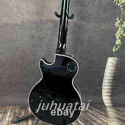 Custom Black electric guitar Chrome plated hardware 6 Strings Real shooting