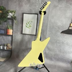 Custom Cream Yellow Explorer Electric Guitar HPL Fretboard 22 Frets Set in Joint