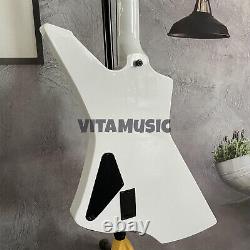 Custom Finish White Snakebyte Electric Guitar Black Fretboard Set In Joint