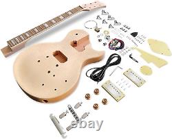 DIY Electric Guitar Kit Beginner Kits 6 String with Curved Mahogany Body AAA Fla