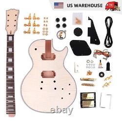 DIY Electric Guitar Kit LP Type Flame Maple Top Archtop Binding FREE SHIPPING