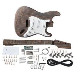DIY Electric Guitar Kit with Zebrawood Body and Neck Fingerboard 22 Fret