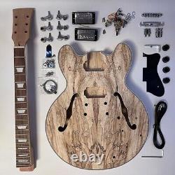 DIY Electric Guitar Kits Maple Body with Spalted Maple Veneer TOM Set Neck