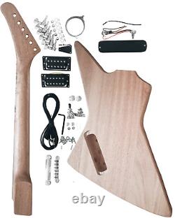 DIY Explorer Style Electric Guitar Kit Mahogany Body Neck Rosewood Fingerboard
