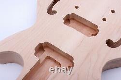 DIY Guitar Body Mahogany Maple Top Semi-hollow Guitar Body Set in Heel