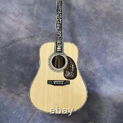 Deluxe D45 acoustic guitar Abalone set with ebony fingerboard solid spruce top