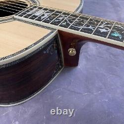 Deluxe D45 acoustic guitar Abalone set with ebony fingerboard solid spruce top