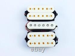 DiMarzio Evolution Pickup Set, HSH, White cover, Gold Poles, Ibanez JEM7VP