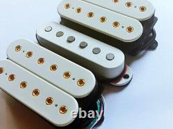 DiMarzio Evolution Pickup Set, HSH, White cover, Gold Poles, Ibanez JEM7VP