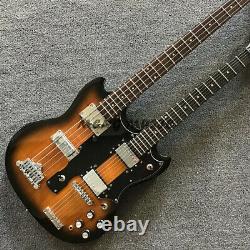 Double Neck Sunburst SG Style 6-Strings Electric Guitar 4-Strings Electric Bass