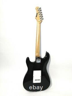 EKO Jet Black Double Cutaway Electric Guitar, SSS +Free Gig Bag, Strap K2011