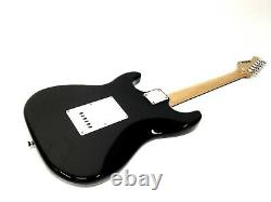 EKO Jet Black Double Cutaway Electric Guitar, SSS +Free Gig Bag, Strap K2011