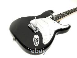 EKO Jet Black Double Cutaway Electric Guitar, SSS +Free Gig Bag, Strap K2011