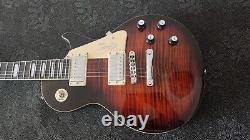 Electric 6 strings guitar hh pickups set neck block inlay vintage sunburst color