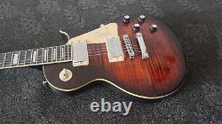 Electric 6 strings guitar hh pickups set neck block inlay vintage sunburst color