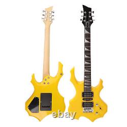 Electric Guitar 24 Fret Yellow Flame Shaped Electric Guitar Beginner Kit Wit CHW