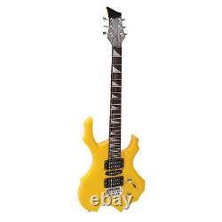 Electric Guitar 24 Fret Yellow Flame Shaped Electric Guitar Beginner Kit Wit CHW