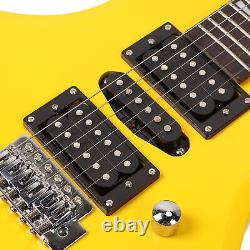 Electric Guitar 24 Fret Yellow Flame Shaped Electric Guitar Beginner Kit Wit CHW