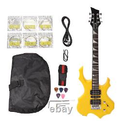 Electric Guitar 24 Fret Yellow Flame Shaped Electric Guitar Beginner Kit Wit CHW