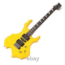 Electric Guitar 24 Fret Yellow Flame Shaped Electric Guitar Beginner Kit Wit CHW