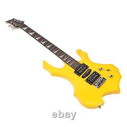 Electric Guitar 24 Fret Yellow Flame Shaped Electric Guitar Beginner Kit Wit CHW