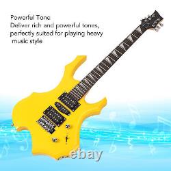 Electric Guitar 24 Fret Yellow Flame Shaped Electric Guitar Beginner Kit Wit CHW