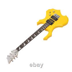 Electric Guitar 24 Fret Yellow Flame Shaped Electric Guitar Beginner Kit Wit CHW