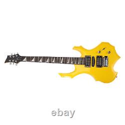 Electric Guitar 24 Fret Yellow Flame Shaped Electric Guitar Beginner Kit Wit CHW