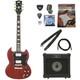 Electric Guitar Introduction Set Blitz Bsg-std Wr With Aria Amplifier 9-piece By