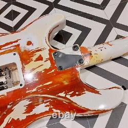 Electric Guitar Relic, S-Type one-off custom. Transparent Red with White Relic