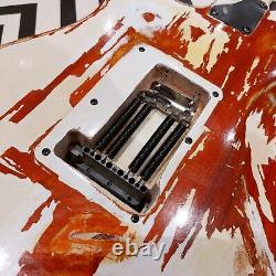 Electric Guitar Relic, S-Type one-off custom. Transparent Red with White Relic