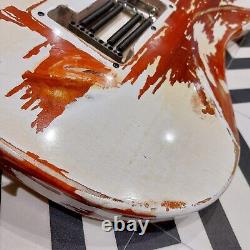 Electric Guitar Relic, S-Type one-off custom. Transparent Red with White Relic