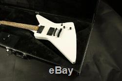 Electric Guitar White Color, Set in Joint, Humbucker Pickups Stock Black Hardware