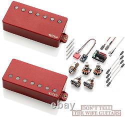 Emg 57-7h + 66-7h Red 7 String Humbucker Mount Active Guitar Pickup Set & Wiring